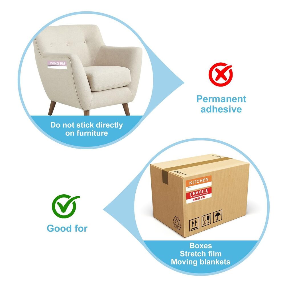 1762 300 pcs Home Moving Labels,5 Pre-Printed Color-Coded Coding Labels - Picture 4 of 8